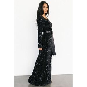 navy blue long sleeve maxi dress Long Sleeve Ruched A-Line Maxi Dress with Square Neck